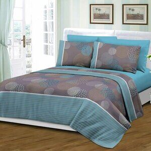 Royal Bamboo Duvet Cover Set 6 pc blue and purple print